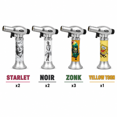Soul Lighters Triton Mixtape Triple-Jet Butane Torch Lighter – Pistol-Grip, 1300°C, Continuous Burn, Novelty Prints (Box of 8, 15 cm)