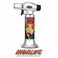 Soul Lighters Triton Kush Triple-Jet Butane Torch Lighter – Pistol-Grip, 1300°C, Continuous Burn, Cannabis Prints (Box of 8, 15 cm)